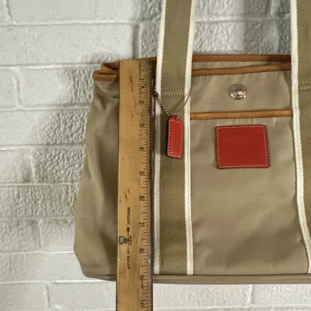 Vintage Coach Hampton nylon canvas leather bag